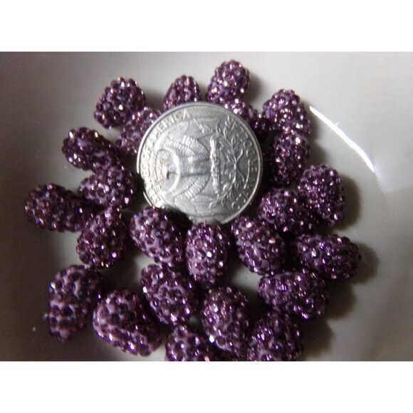 Light Purple Rhinestone Polymer Clay Drop Beads - Picture 2 of 2